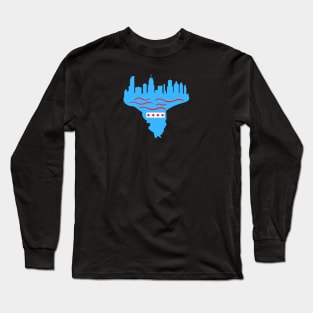 Chicago flag is blue and red, ya know Long Sleeve T-Shirt